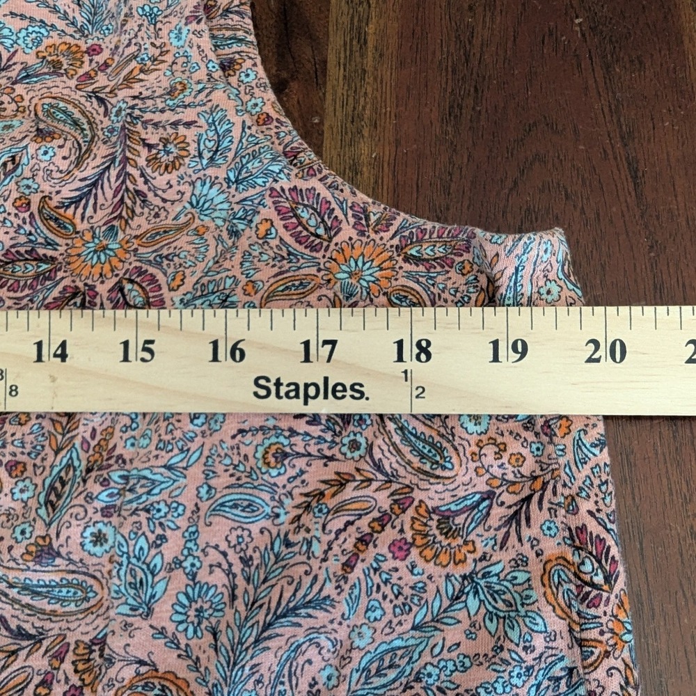 J. Jill Shift Dress Clay Pink Blue Paisley V-Neck Sleeveless Pockets Med Casual - Picture 6 of 8